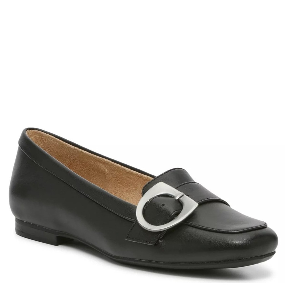Naturalizer Black and Silver Loafers with Classic Design